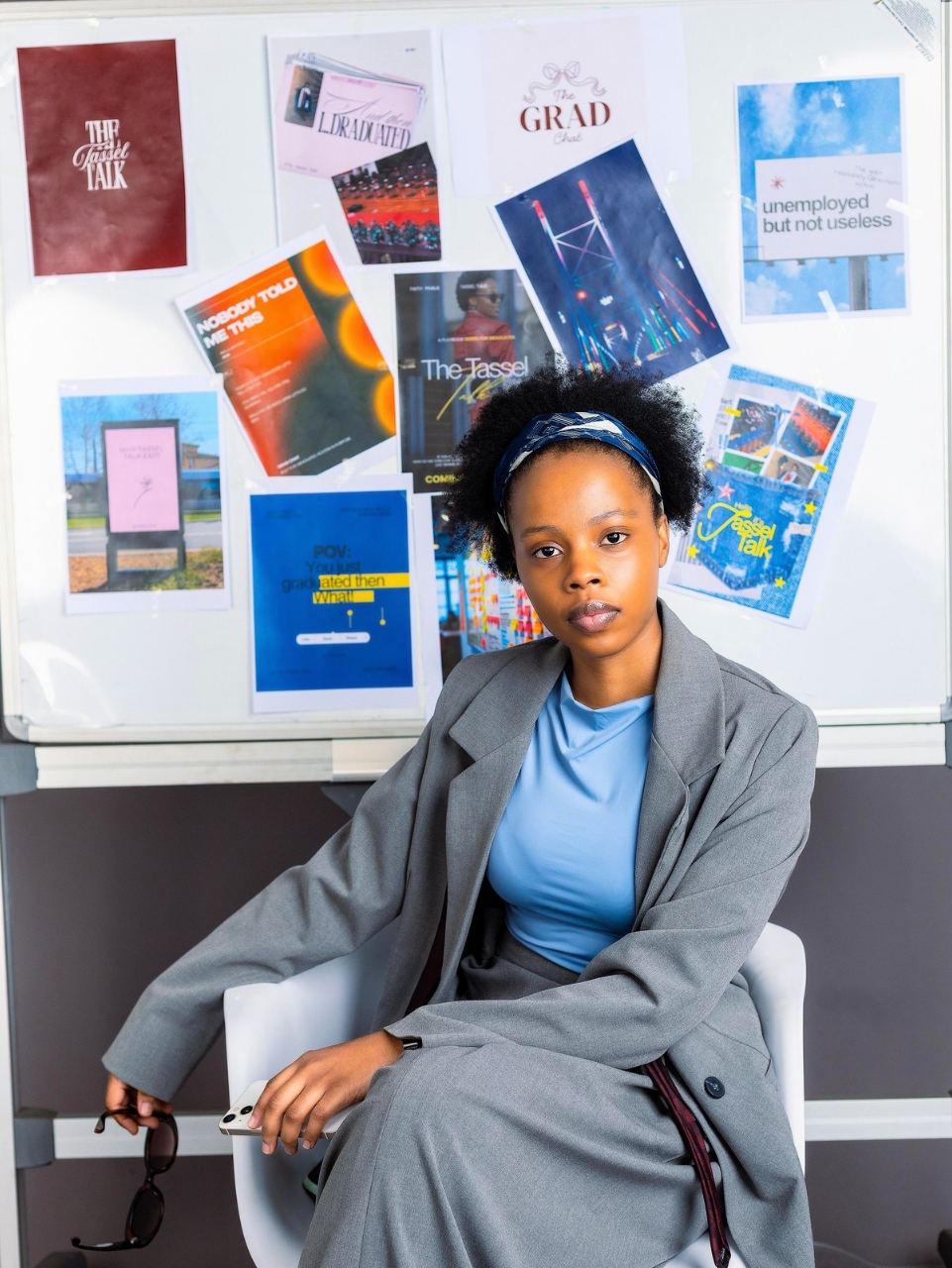 Tassel Talk founder seated and looking directly at the camera